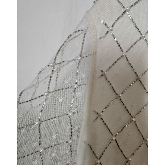 Ivy City Co Gatsby Dress In White Cream Size XL Retro Winter Wedding NWT Bride - Picture 10 of 15